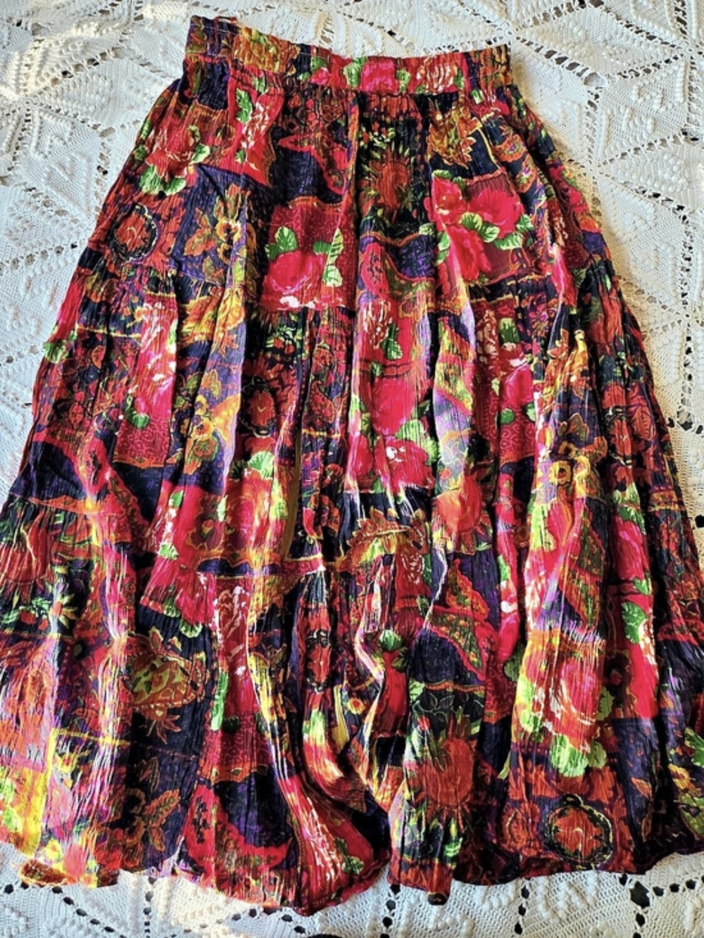 Vintage Eclectic bonjour Floral Maxi Skirt Size Medium